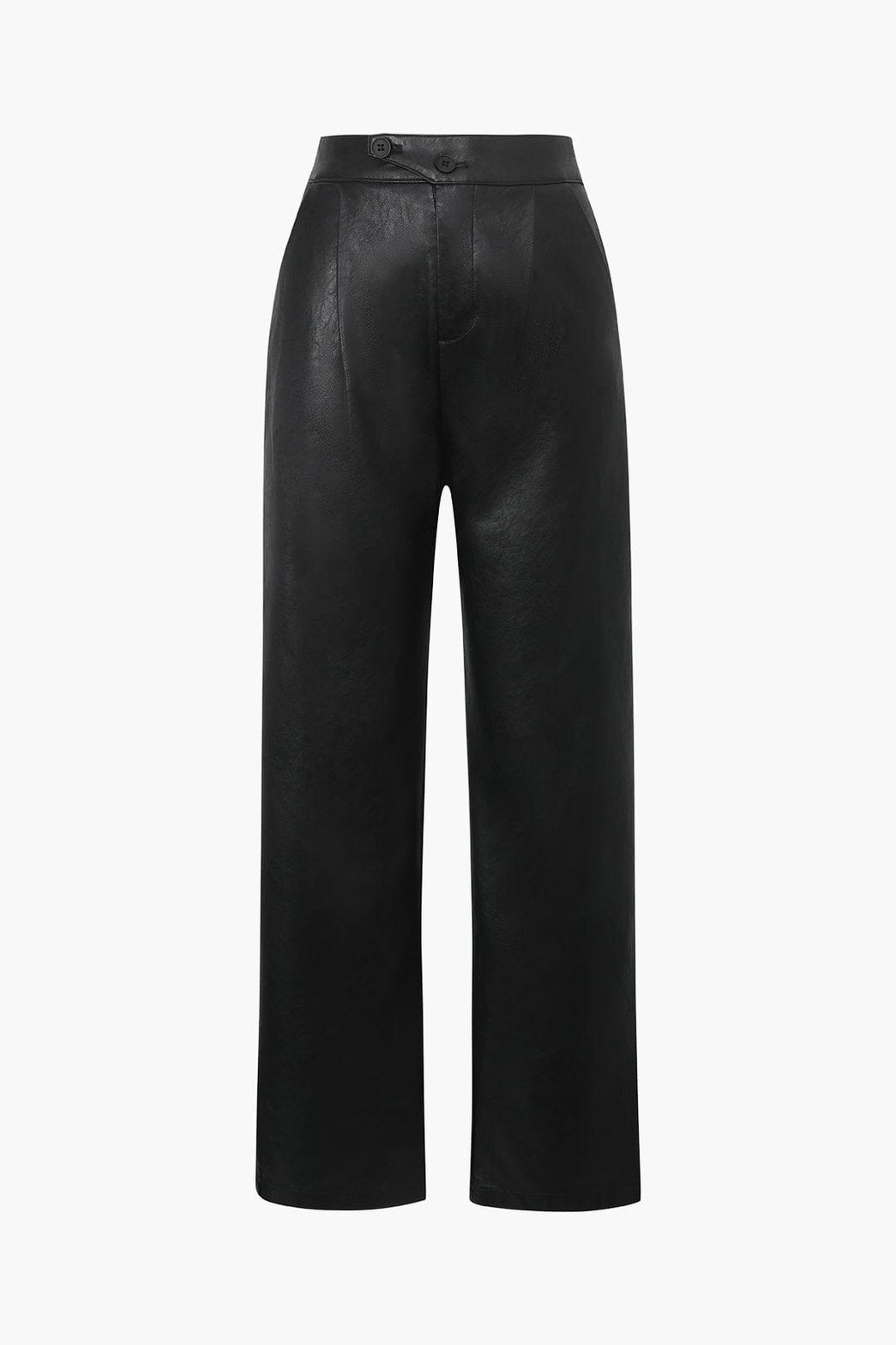 Pantalon simili cuir noir vue de face soleil