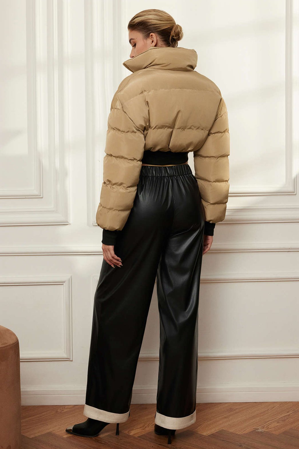 Pantalon large similicuir vue complète ocean