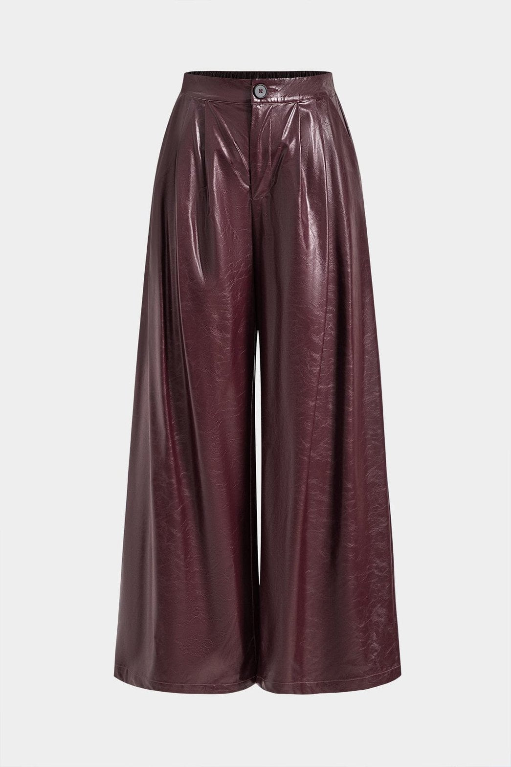 Pantalon large similicuir bordeaux soleil
