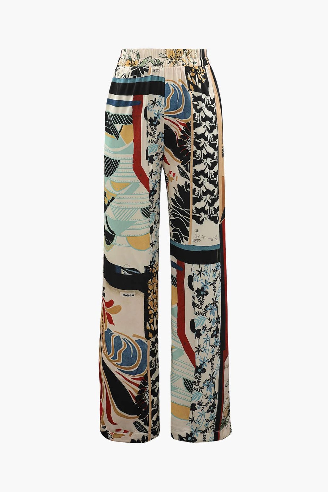Pantalon large motif artistique coloré soleil