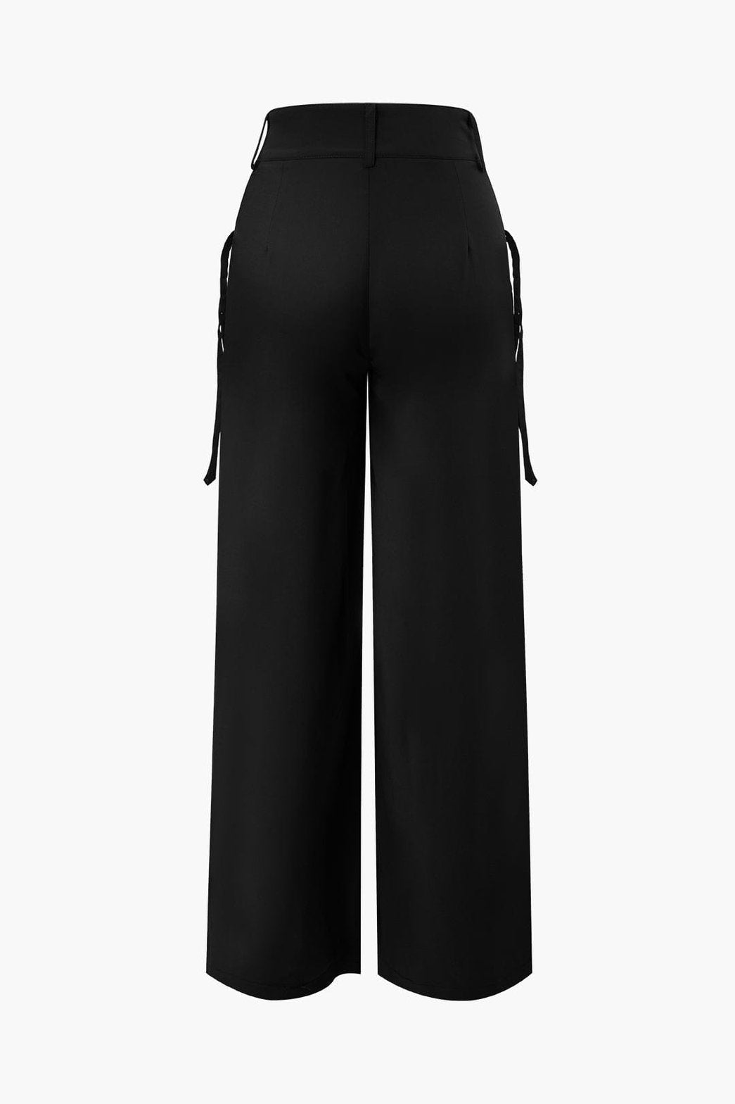 Pantalon large noir détail poches lune
