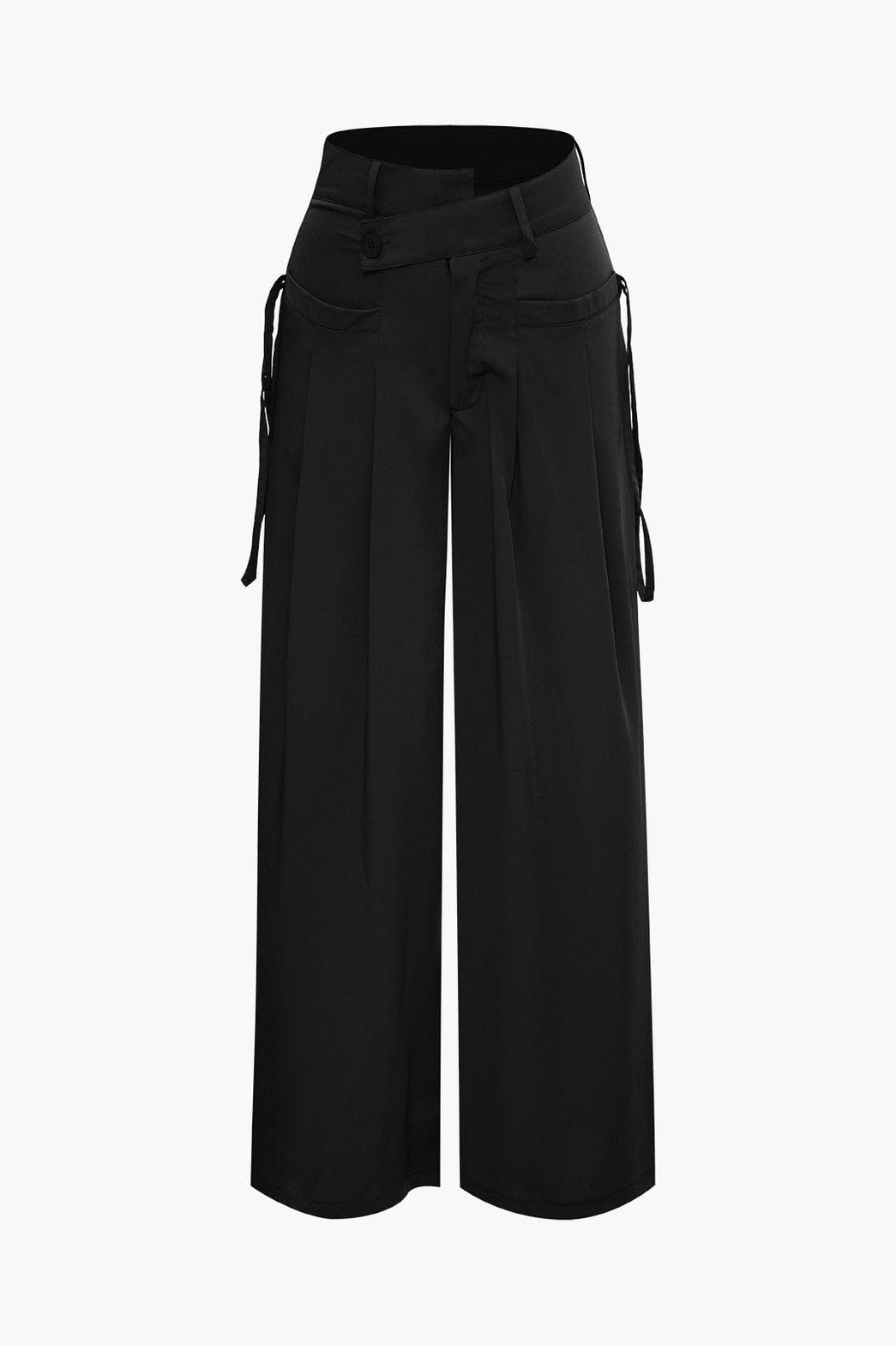 Pantalon large noir élégant vue face soleil