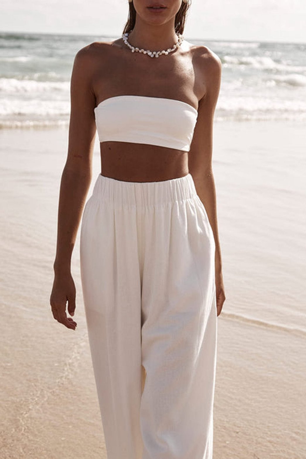 Pantalon large blanc fluide liberté