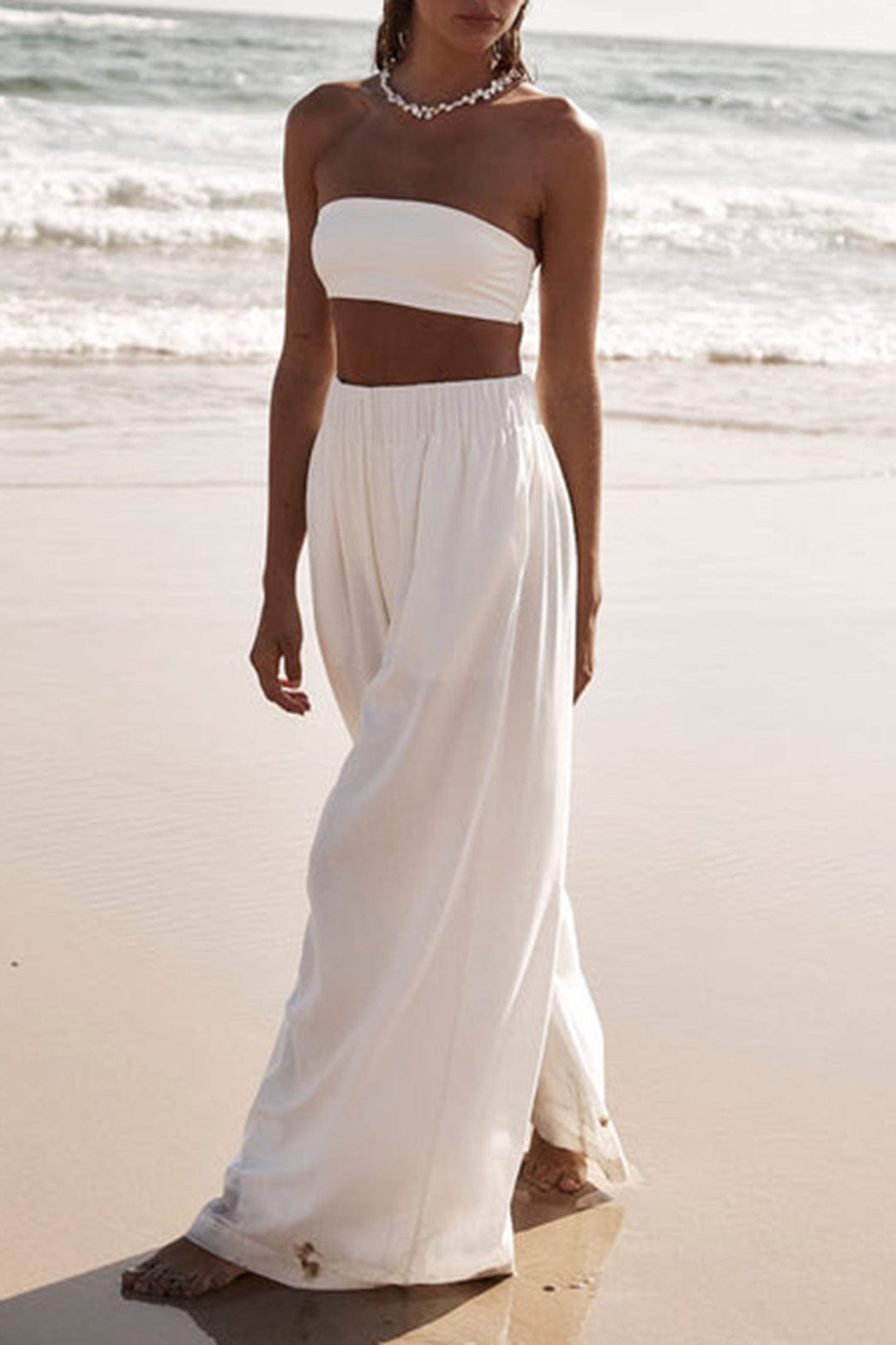 Pantalon palazzo blanc moderne douceur