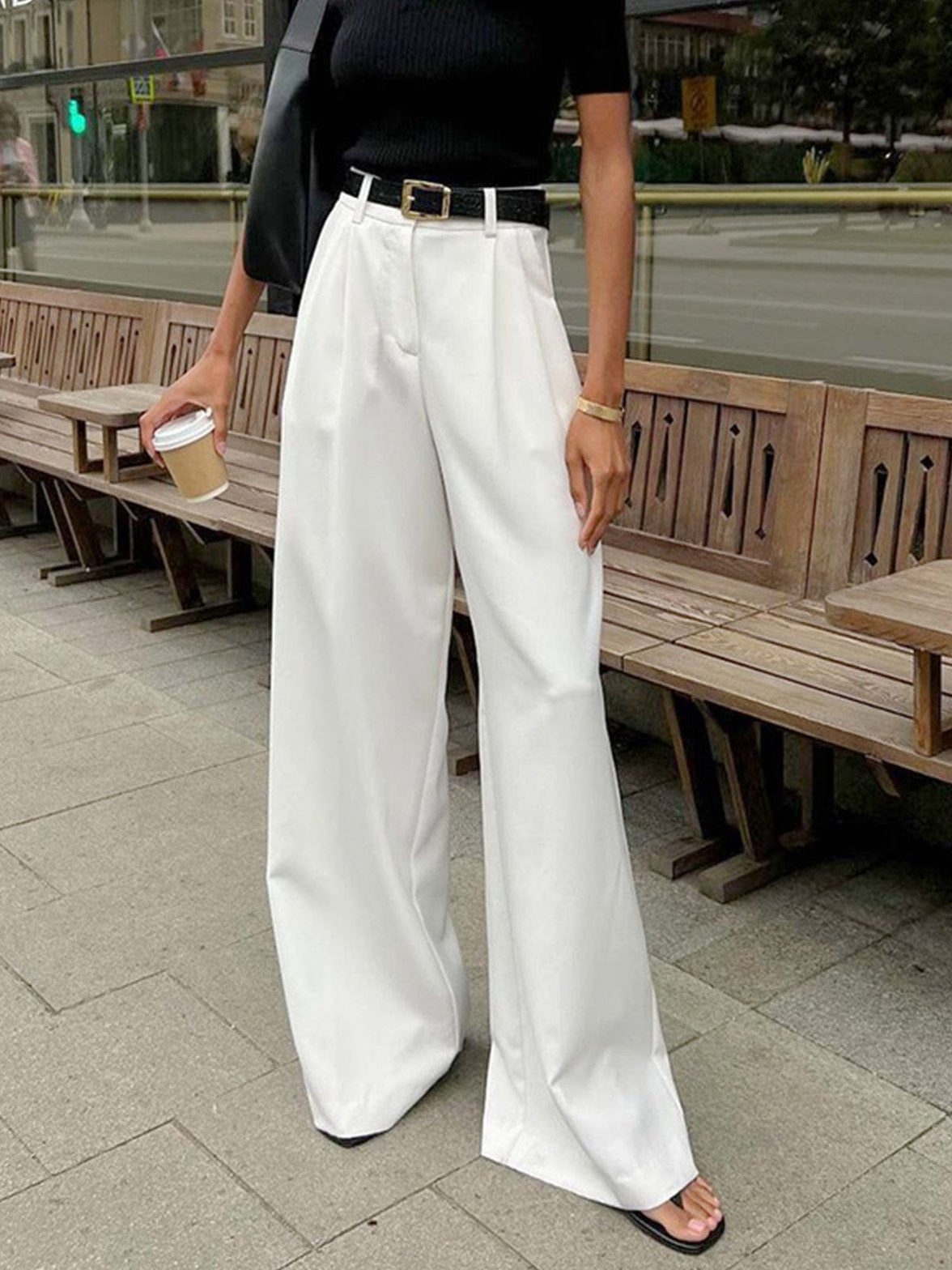 Pantalon large blanc élégant soleil