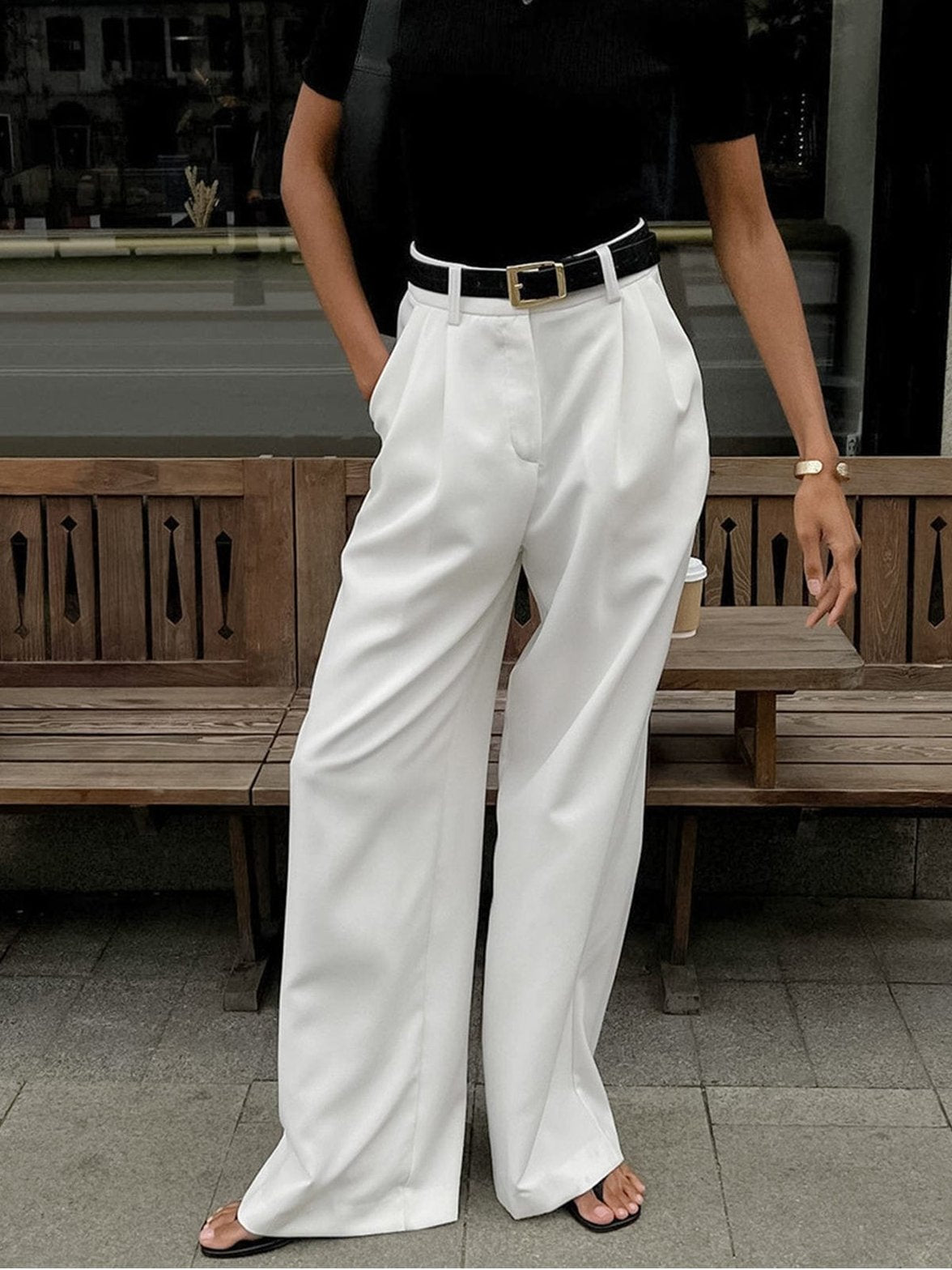 Pantalon palazzo blanc moderne danse