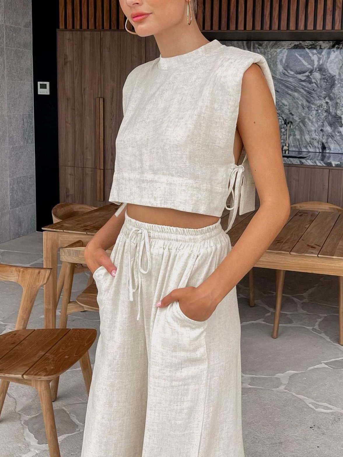 Pantalon ample lin naturel douceur