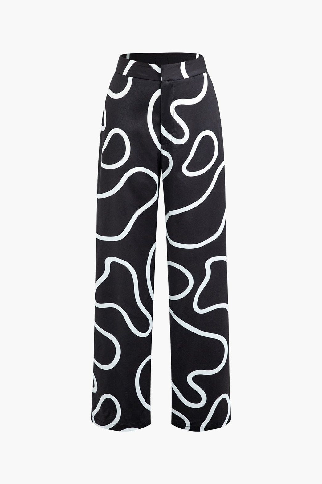 Pantalon motif abstrait noir et blanc étoile