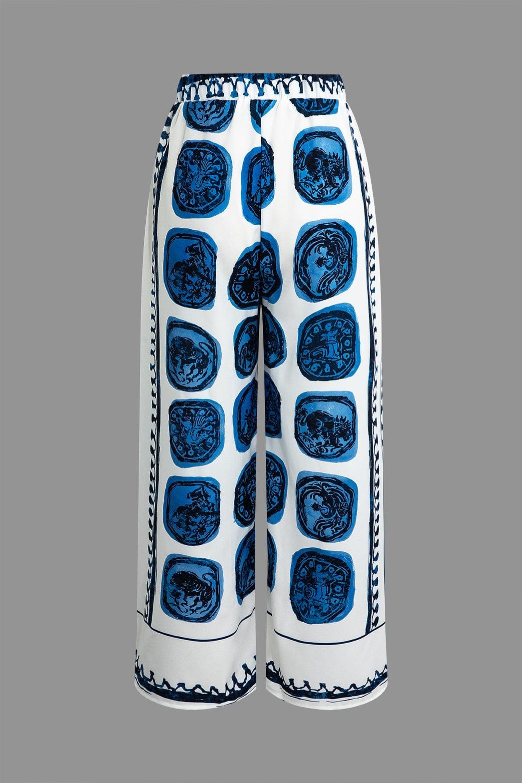 Pantalon ample motif médaillons vue de côté lune