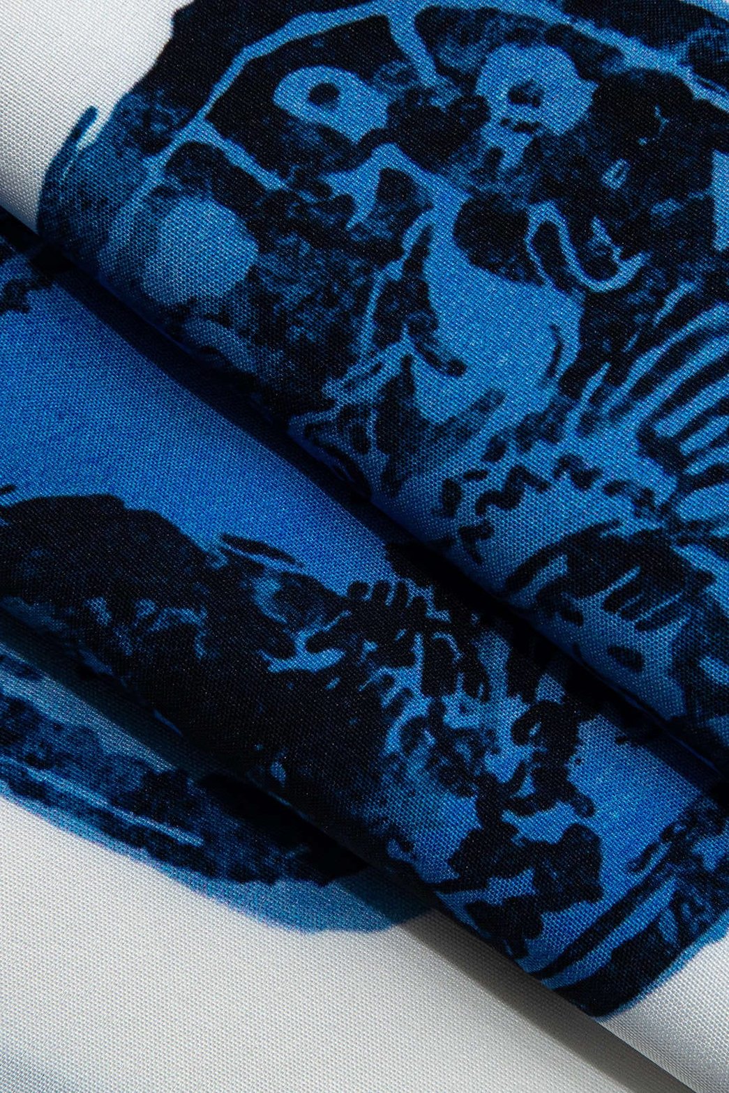 Pantalon fluide imprimé bleu et blanc étoile