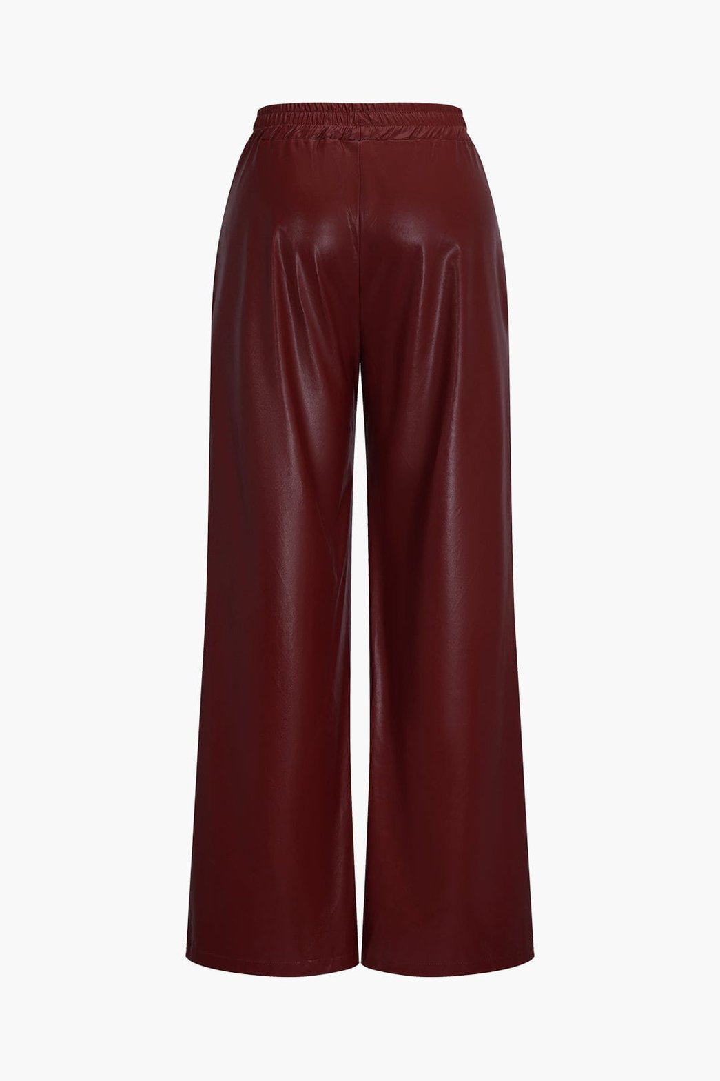 Pantalon large simili cuir marron vue trois-quarts pluie