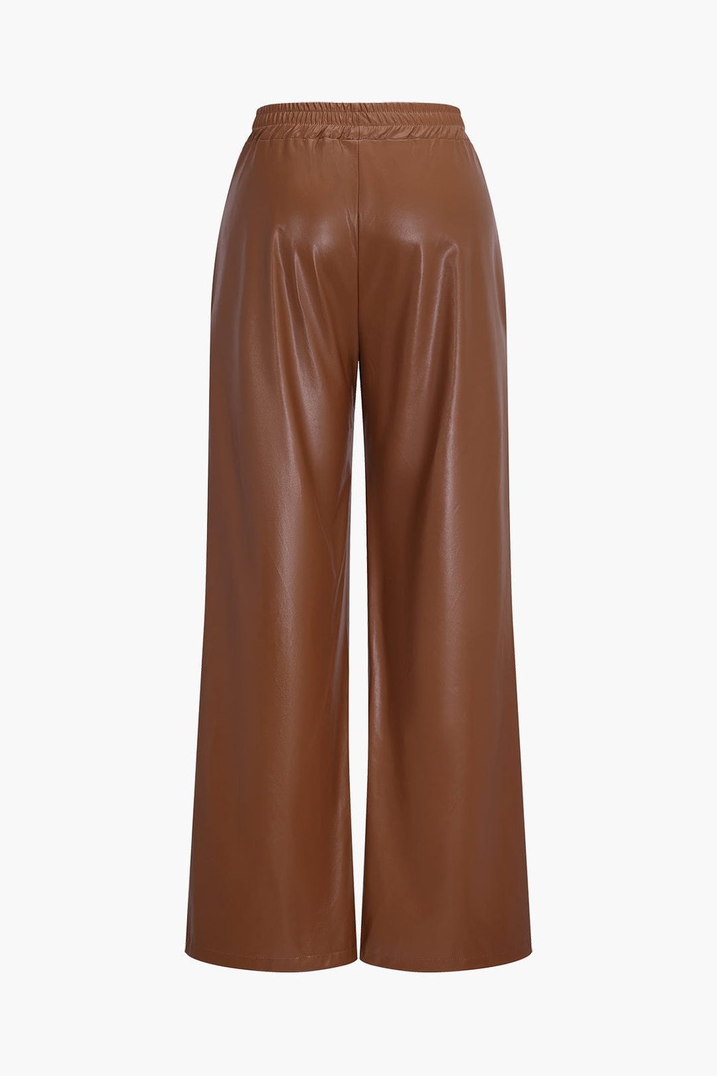 Pantalon large simili cuir marron vue côté étoile