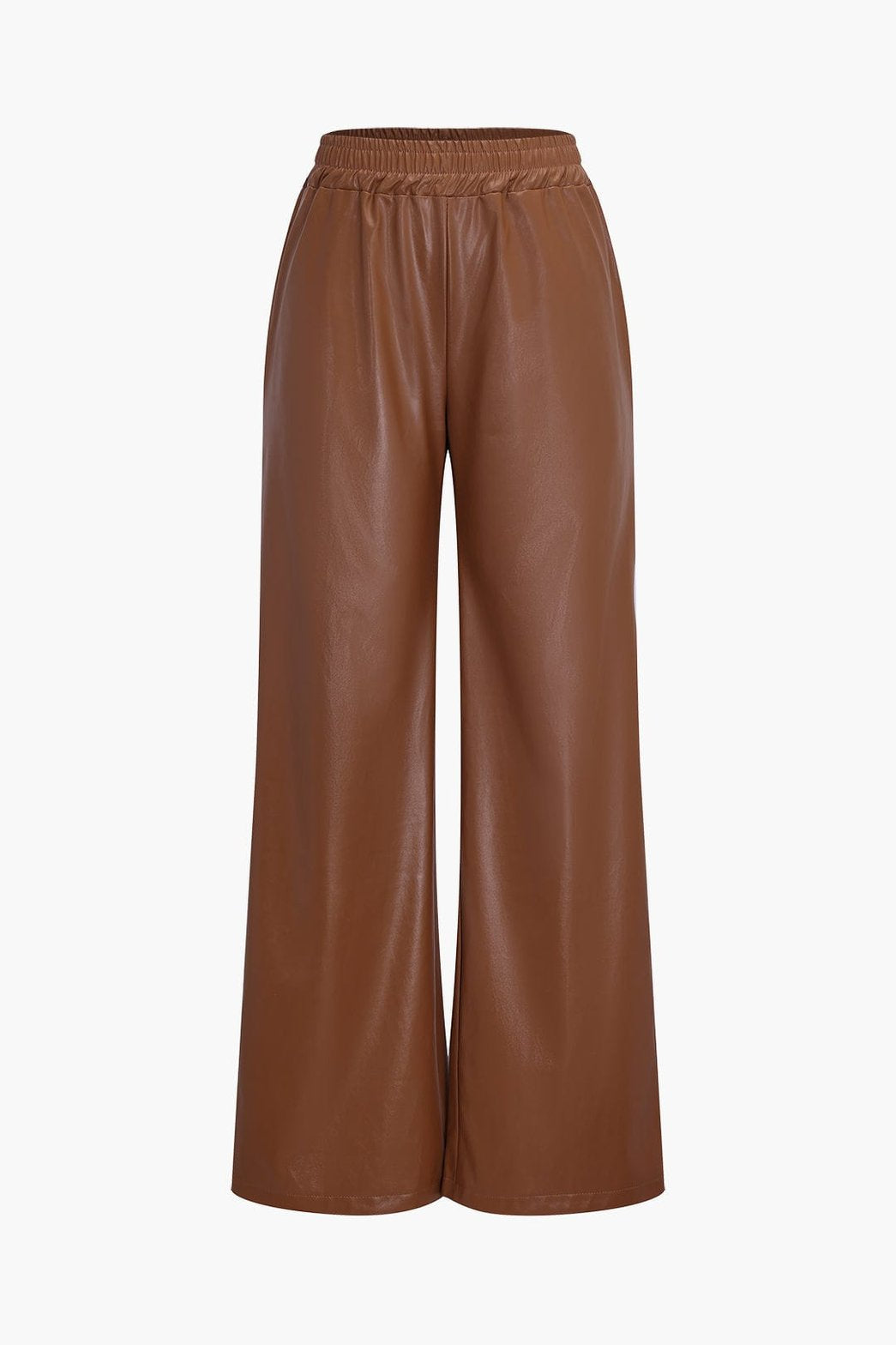 Pantalon large simili cuir marron vue avant soleil