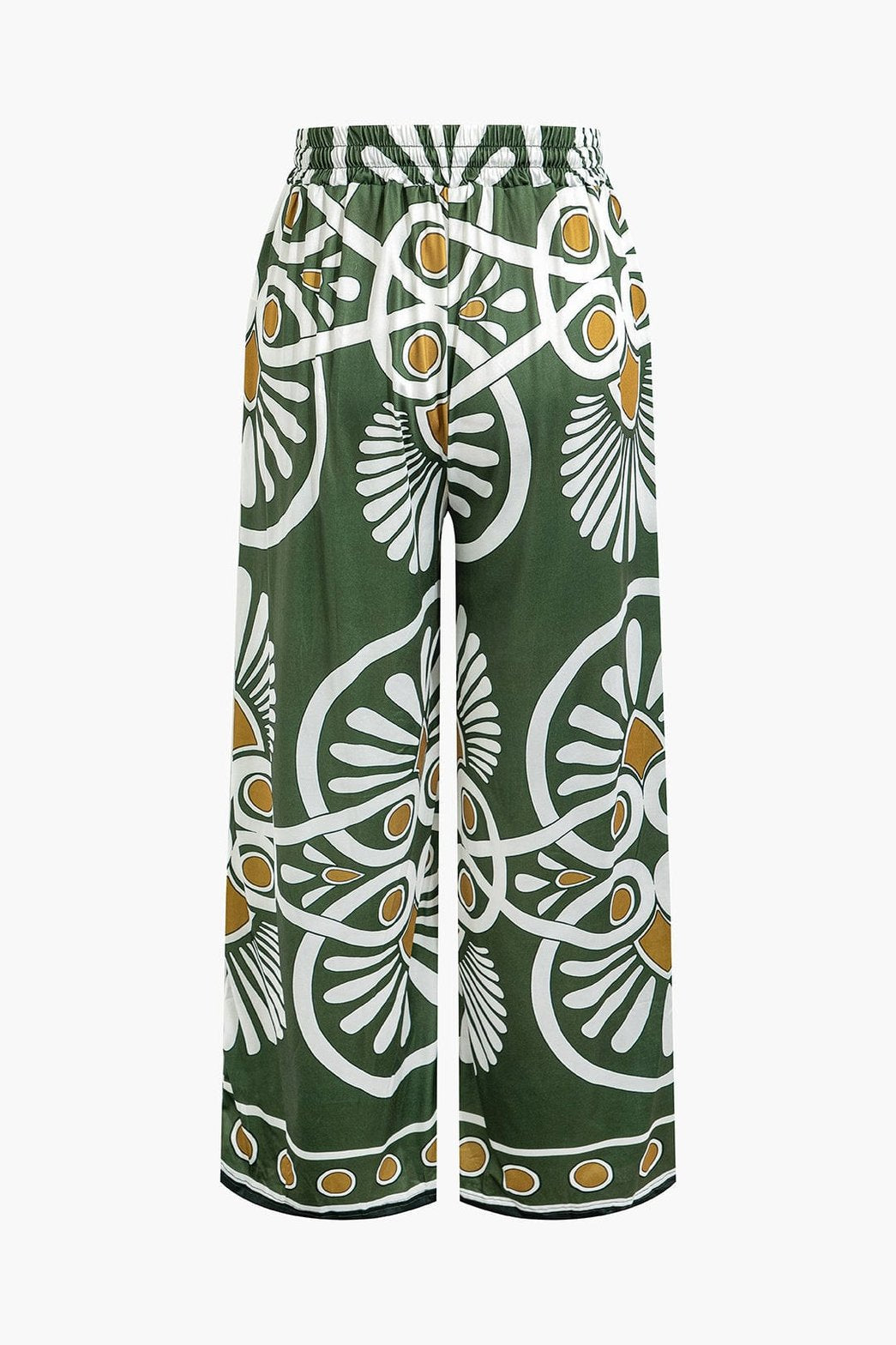 Pantalon palazzo satiné vert étoile