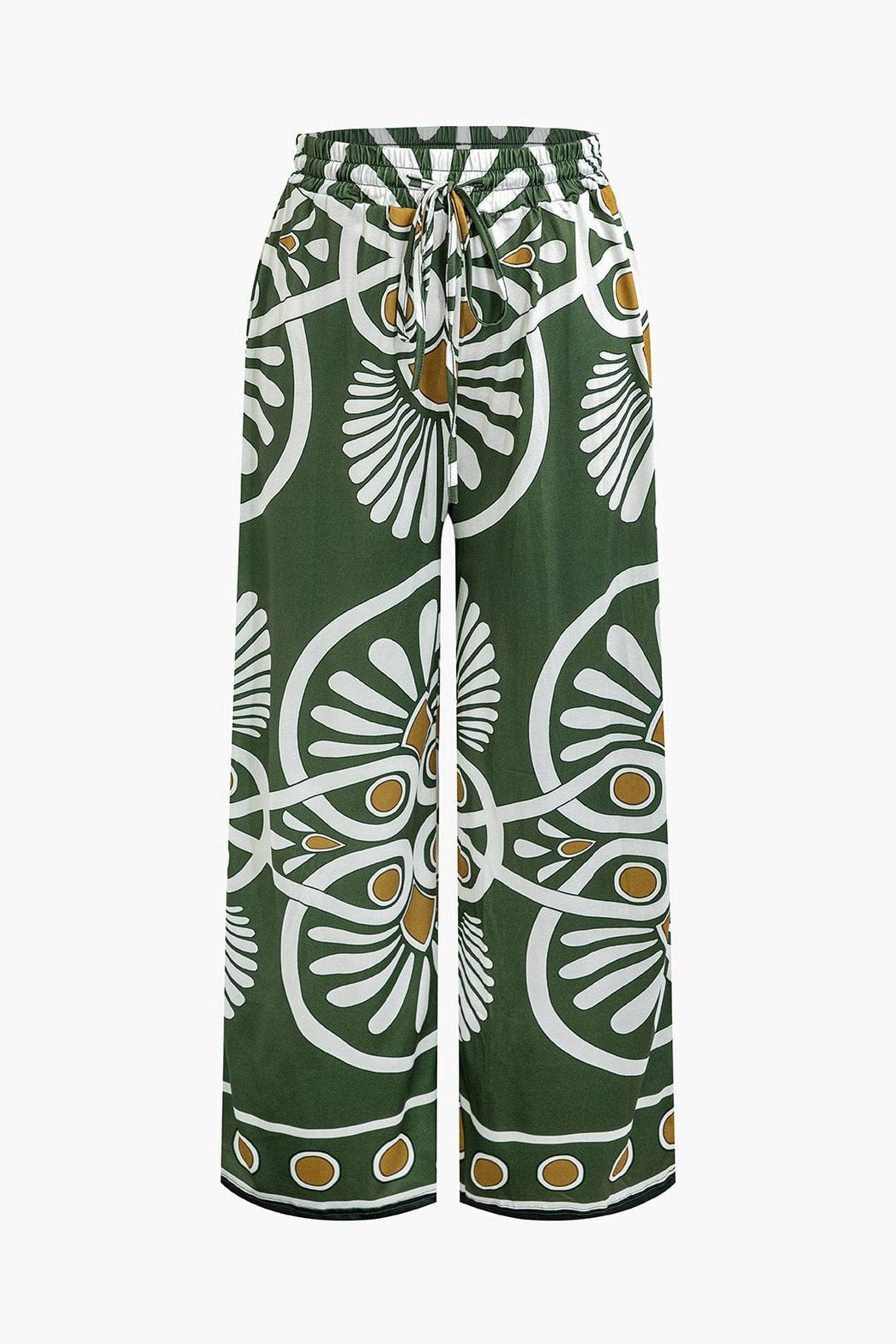 Pantalon large vert à motifs géométriques soleil