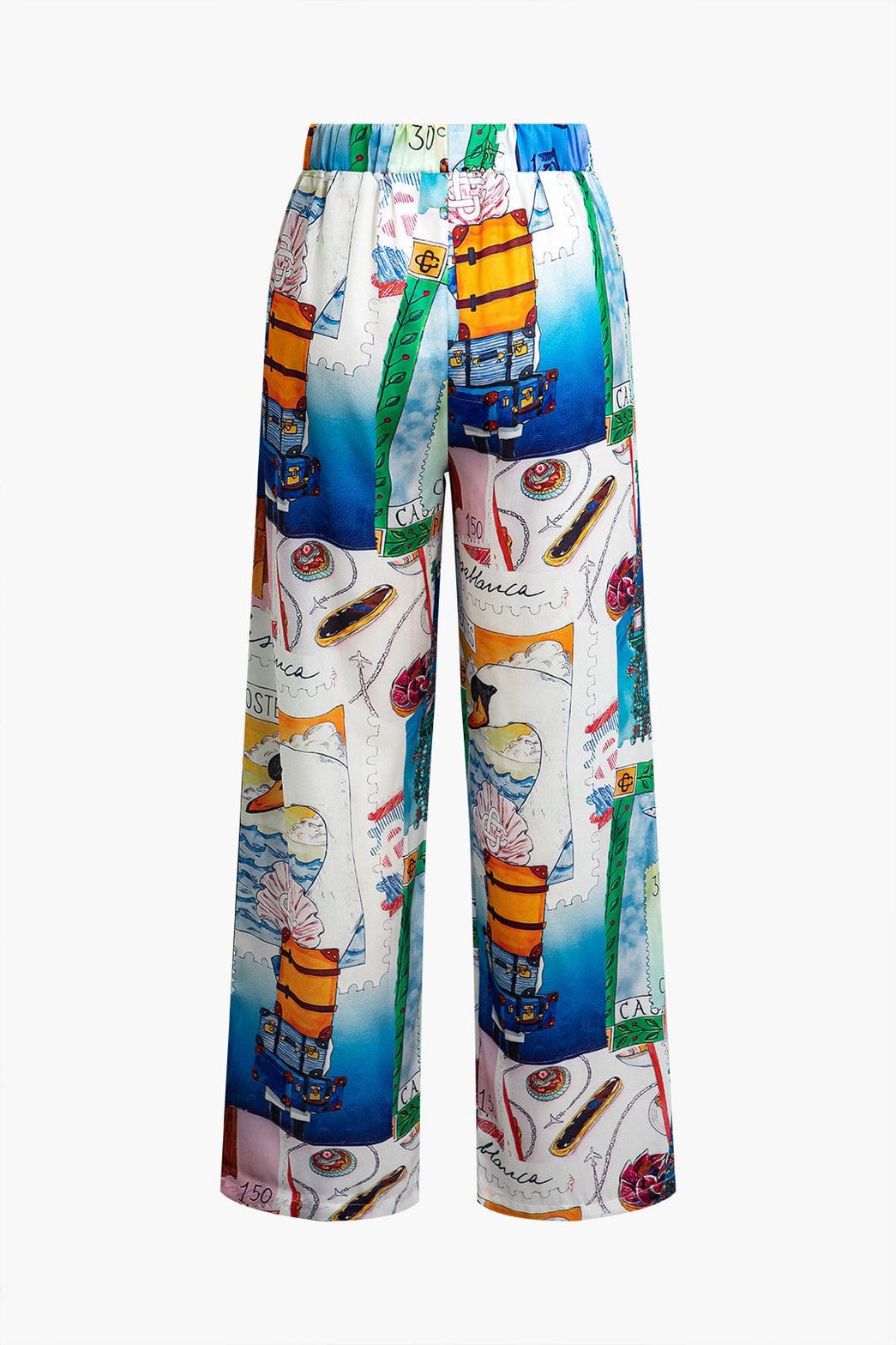 Pantalon satiné motifs colorés lune