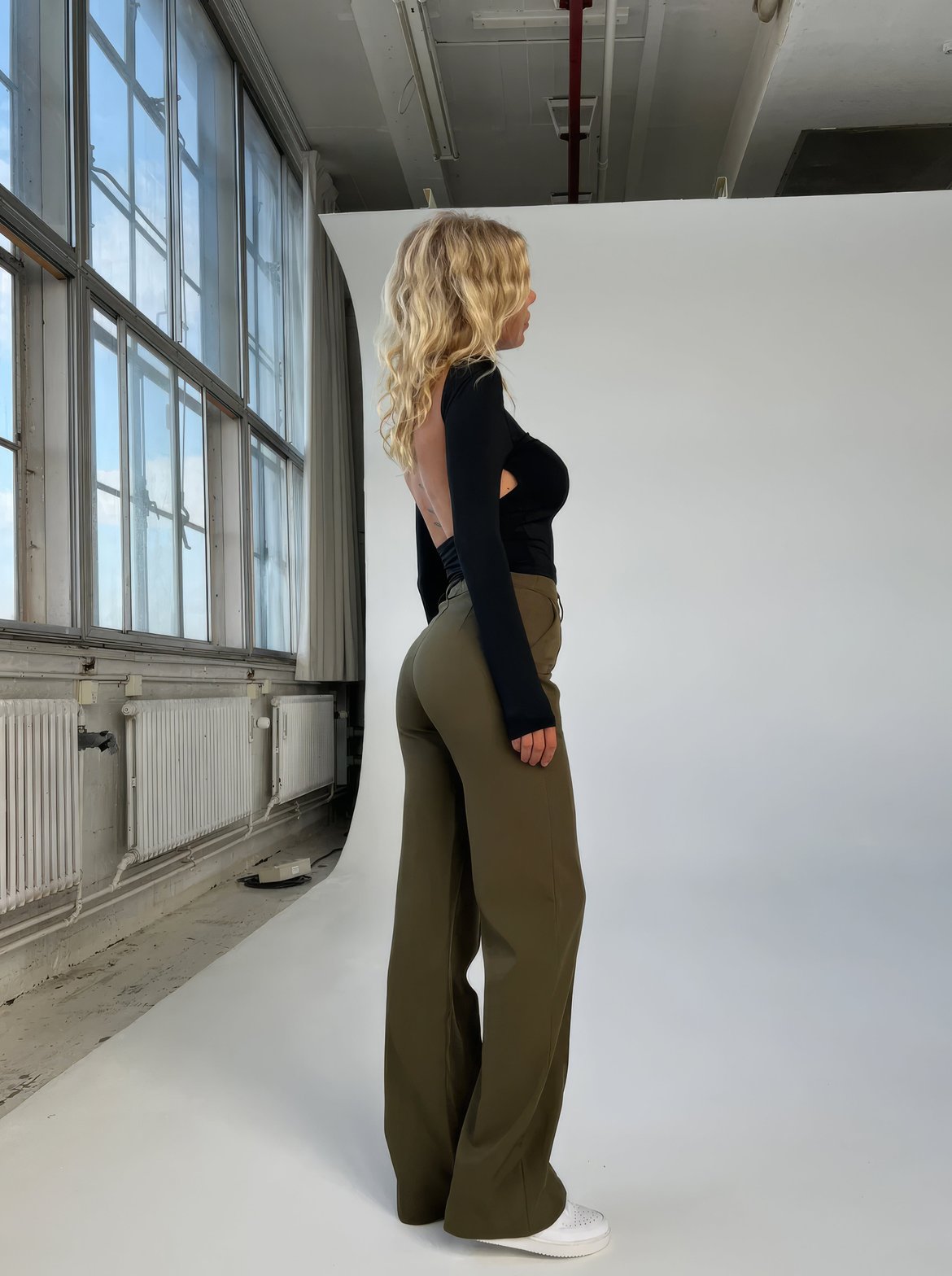 Pantalon Large Taille Haute Élégant
