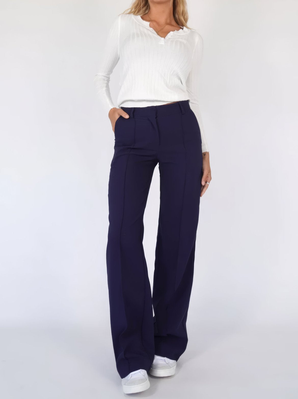 Pantalon Large Taille Haute Élégant