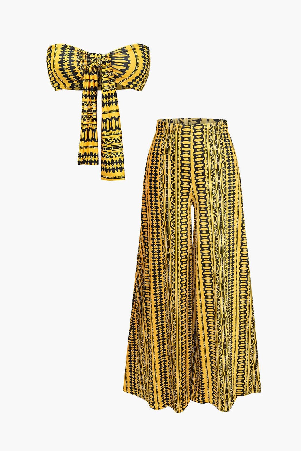 Ensemble deux pièces motif tribal jaune soleil