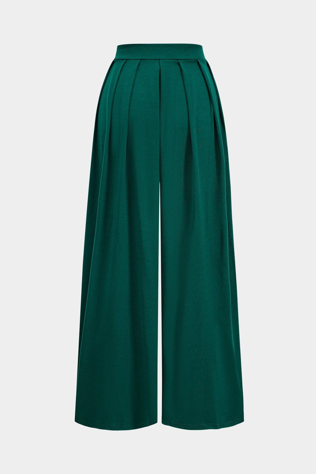 Pantalon large taille haute plissé vert sophistiqué