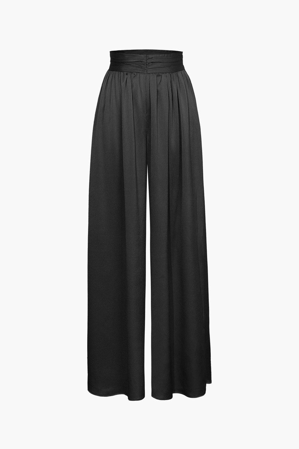 Pantalon palazzo noir satiné élégant - douceur