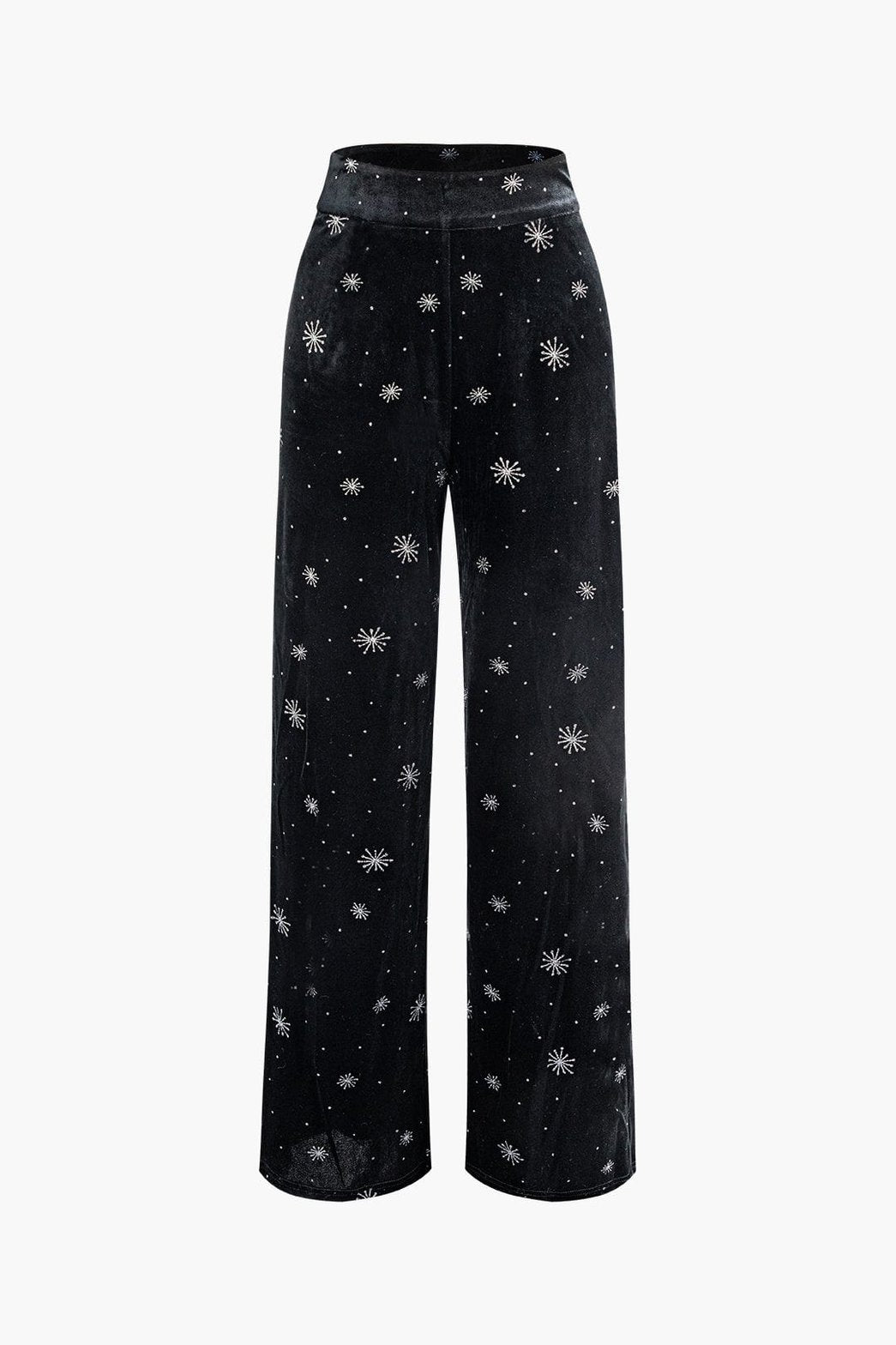 Pantalon velours festif flocons brillants élégant