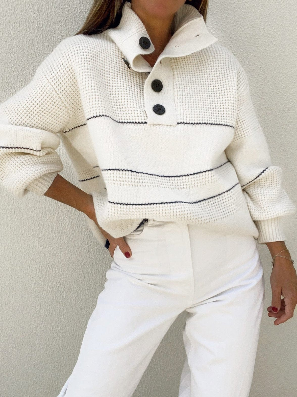 Pull tricoté blanc casual harmonie