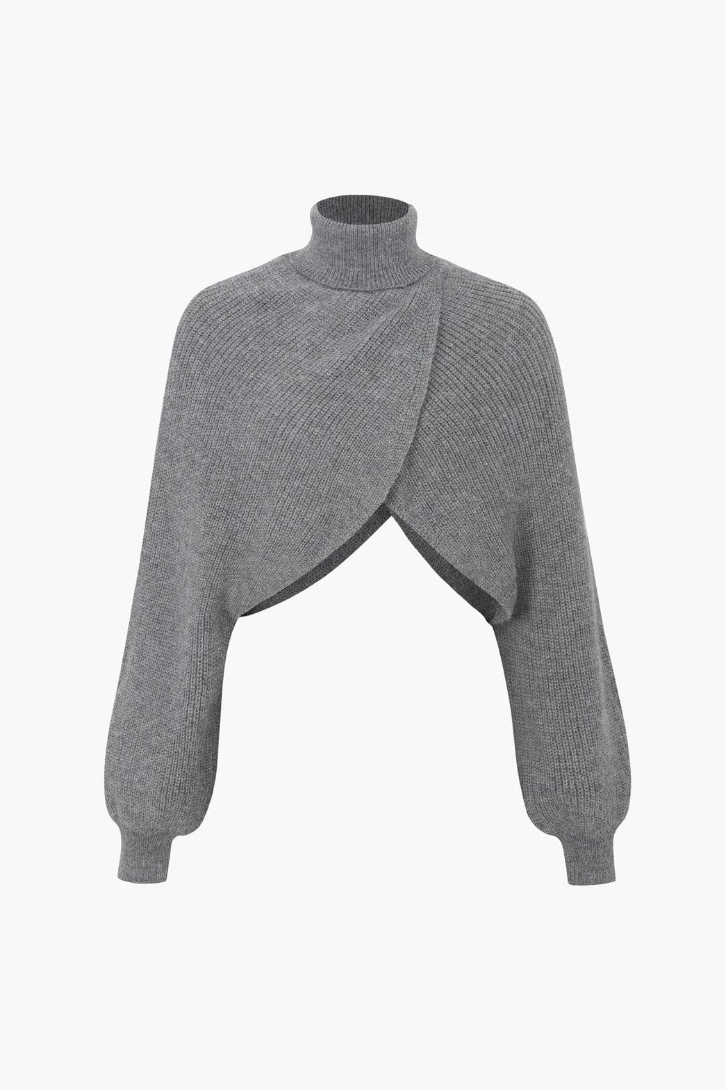 Pull gris col roulé cropped doux