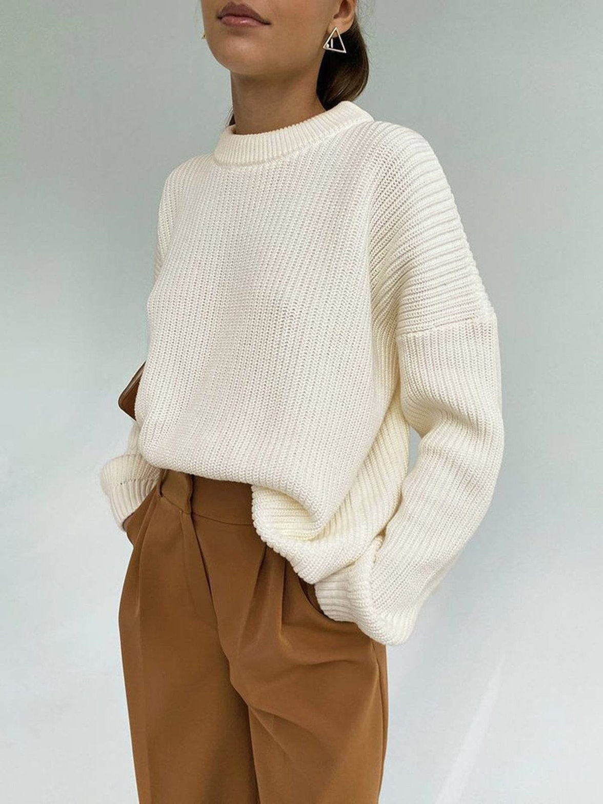 Pull blanc oversize en tricot doux nuage
