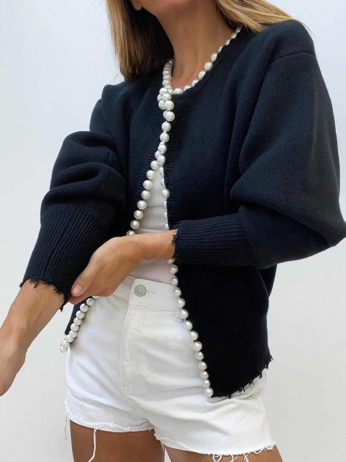 Pull Élégant en Tricot avec Perles
