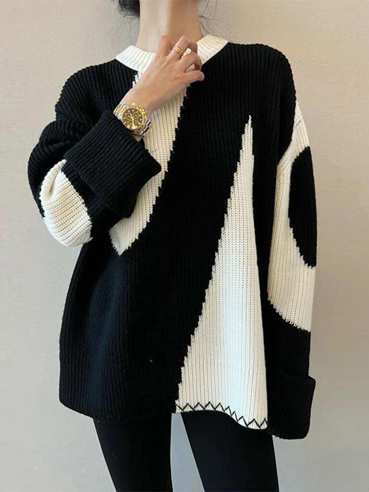 Pull zébré noir et blanc élégant merveille