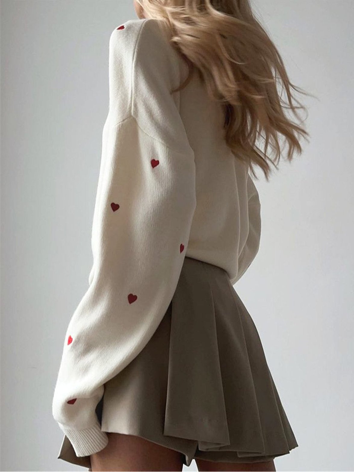 Pull décontracté motifs cœurs charme