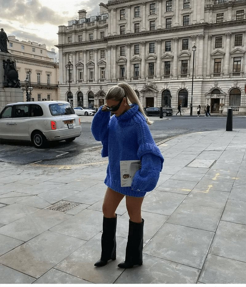 Pull oversize col montant élégance