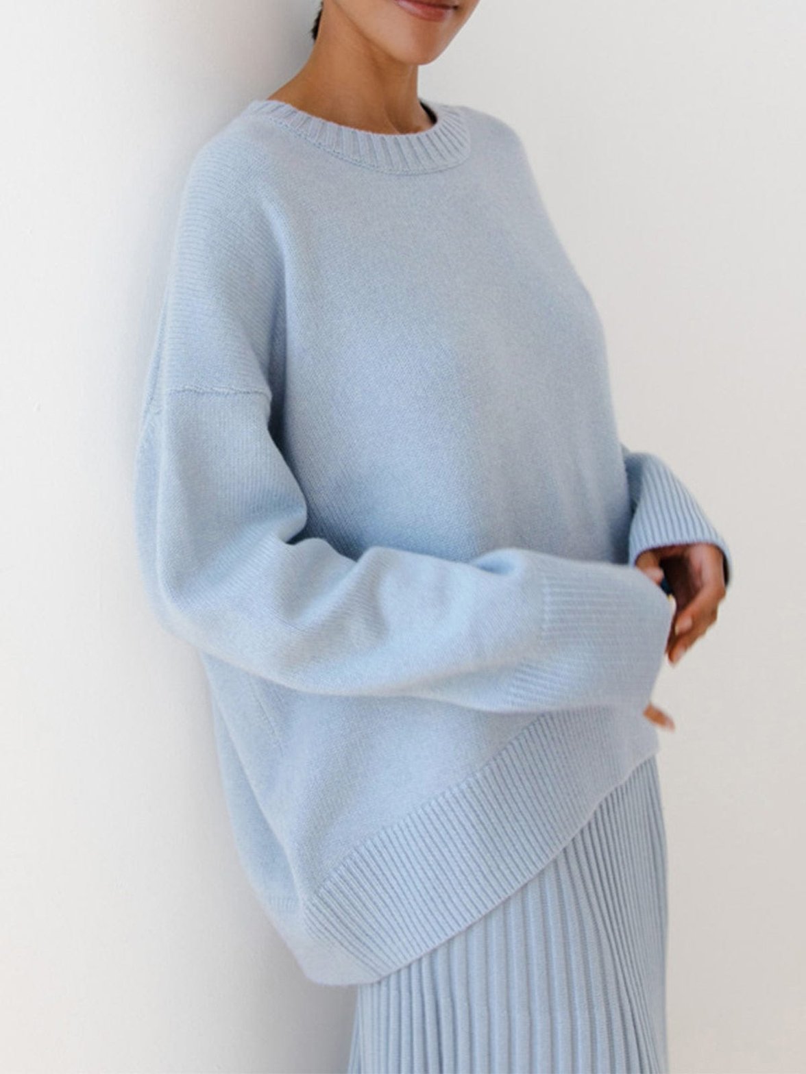 Pull oversize bleu clair confort douceur