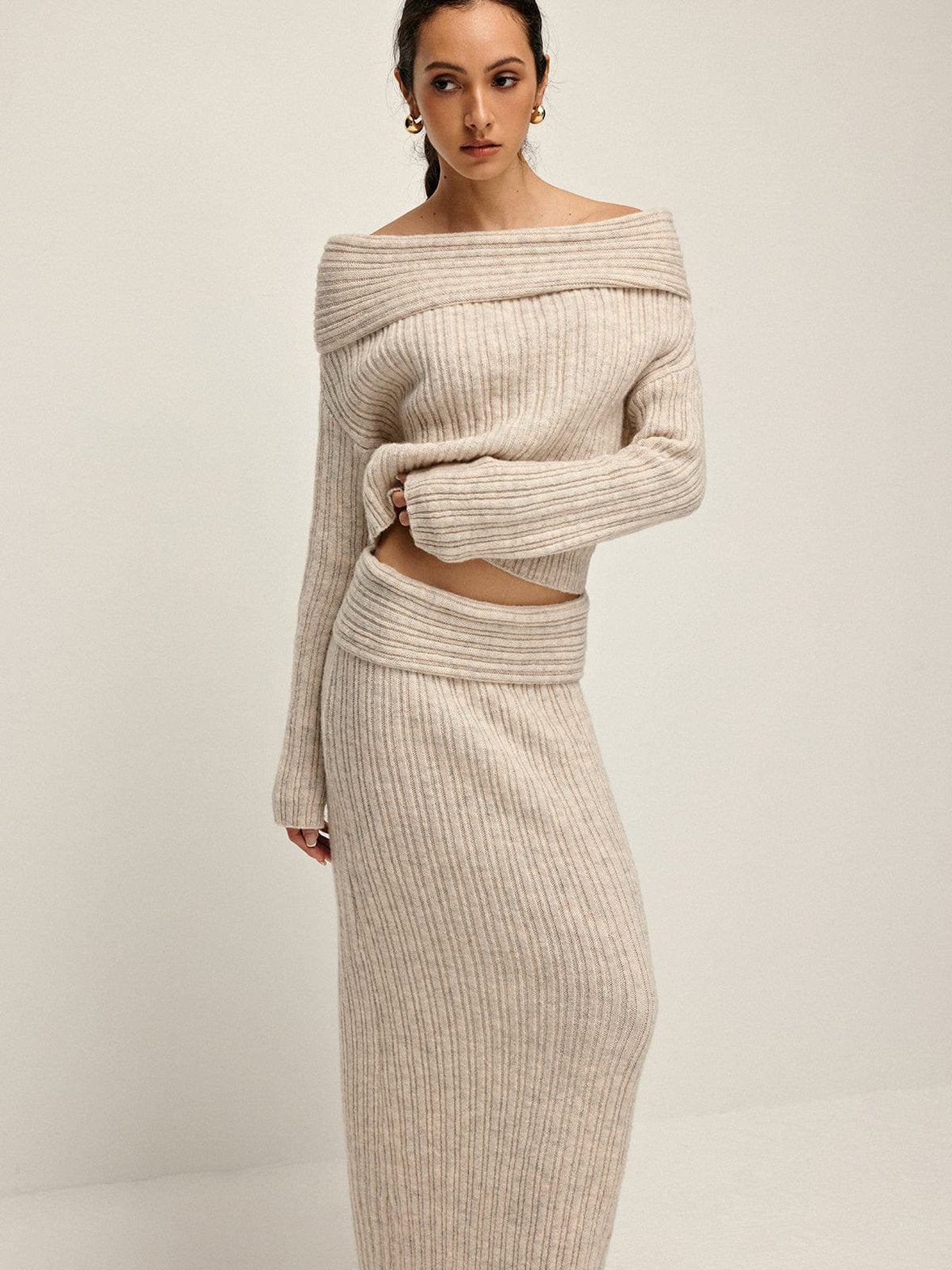 Pull tricot beige confort chaleur