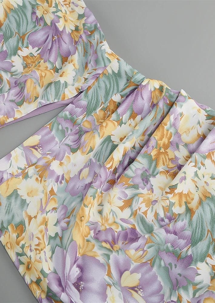 Robe asymétrique florale lumière
