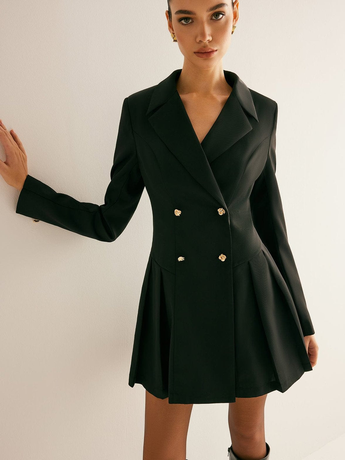 Robe blazer noire vue de côté harmonie