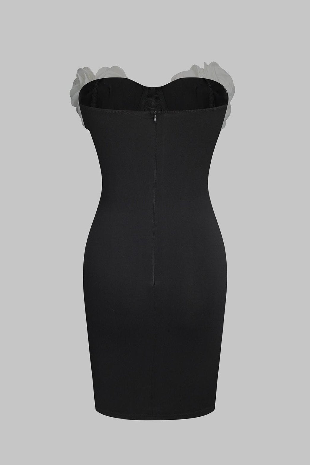 Robe bustier moulante fleurs 3D élégance