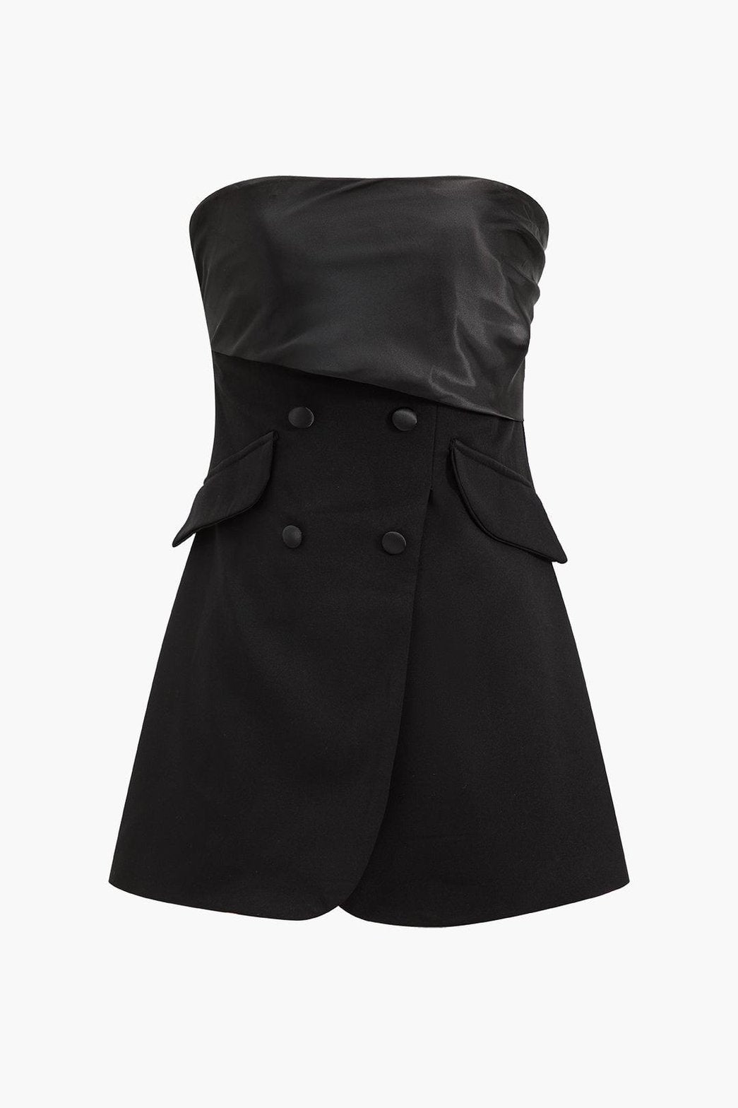 Robe bustier noire satinée vue de face - Étoile