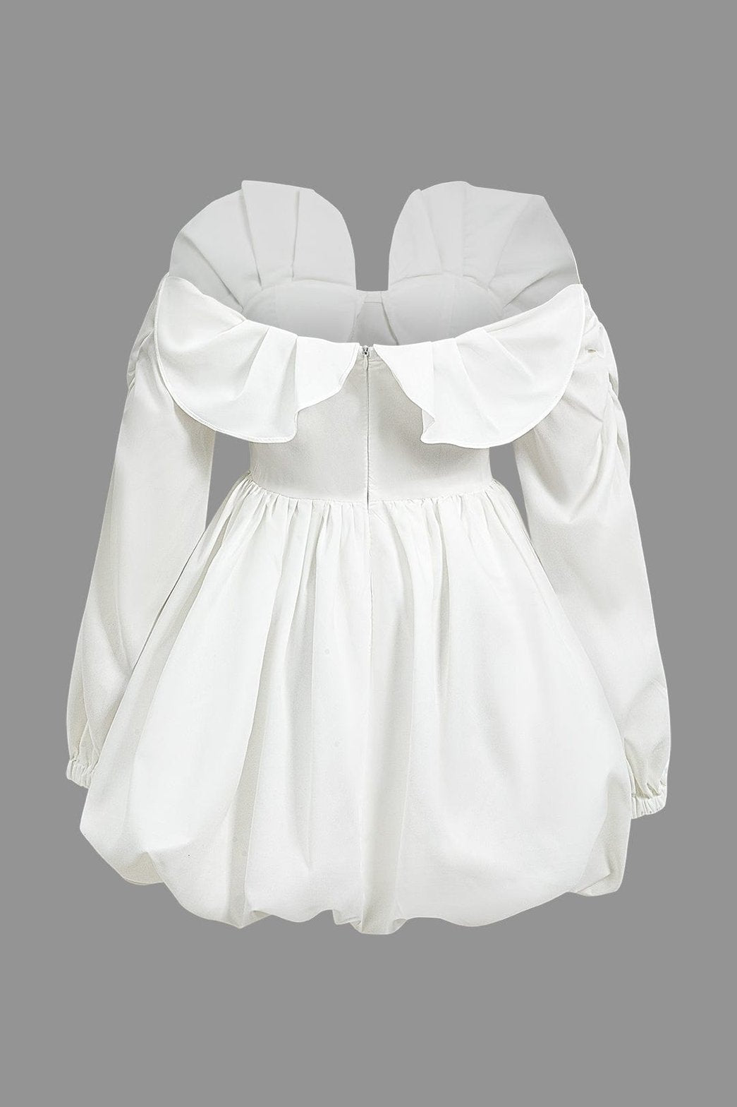 Robe bustier blanche vue de côté avec volants - Perle
