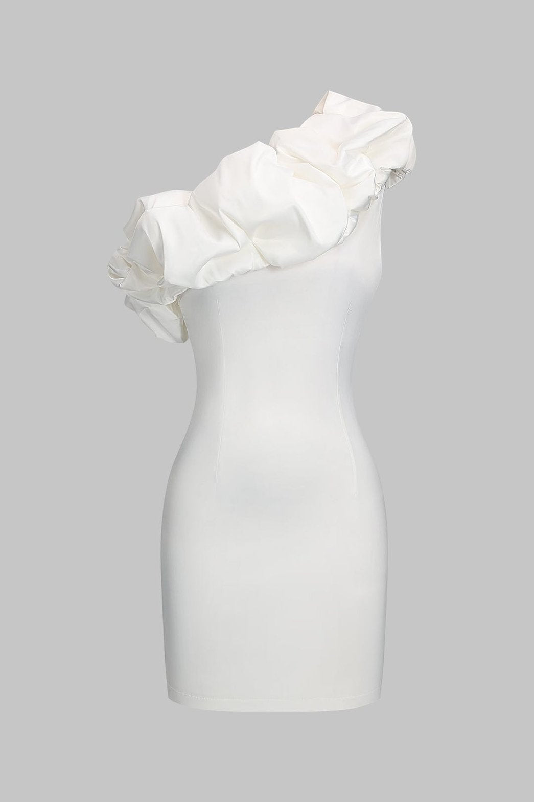 Robe asymétrique satin blanc élégante - Douceur