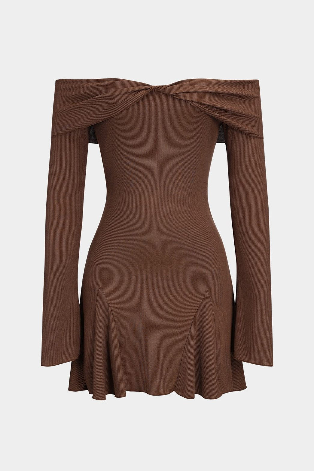 Robe moulante épaules dénudées marron velours