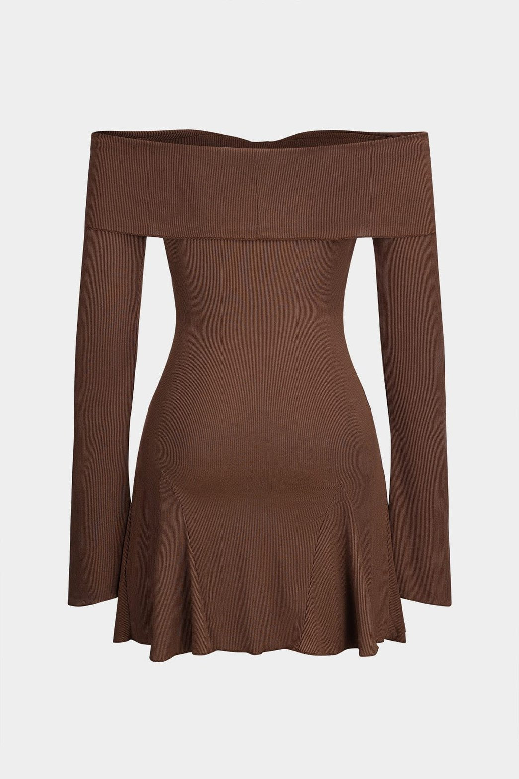 Robe courte côtelée marron douceur