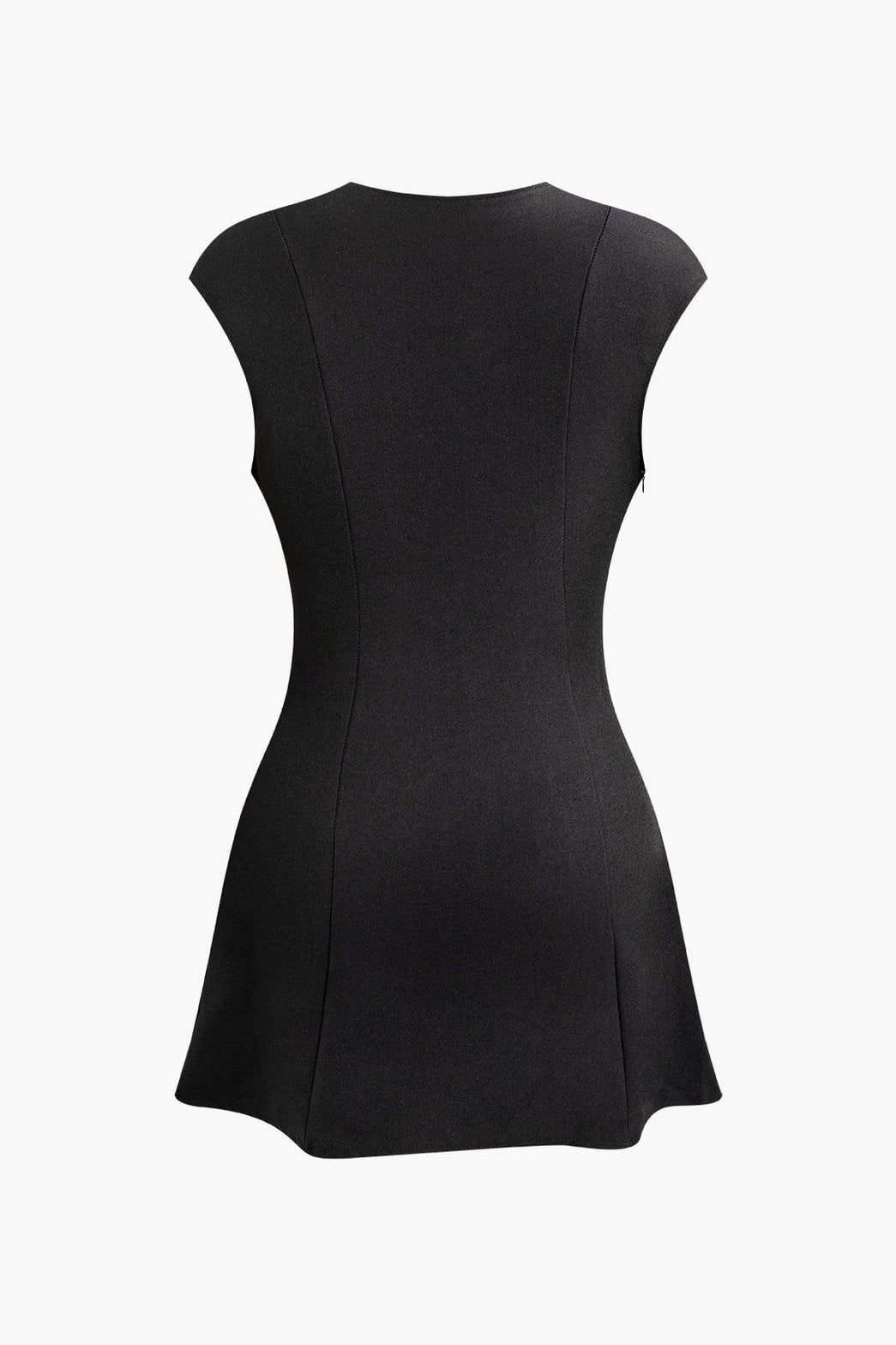 Robe courte noire col V plongeant vue de dos lune