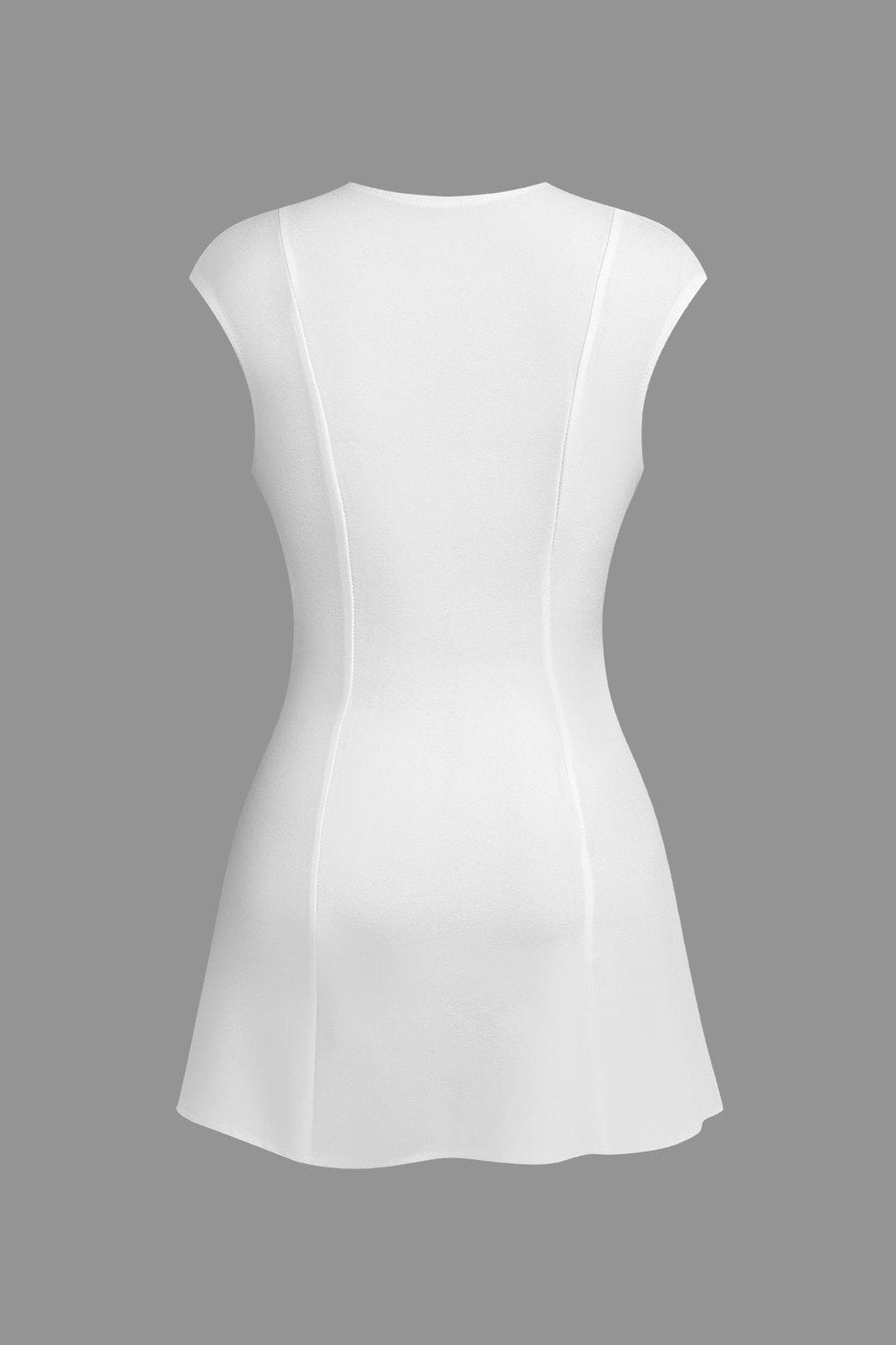 Robe courte noire col V plongeant vue portée pluie