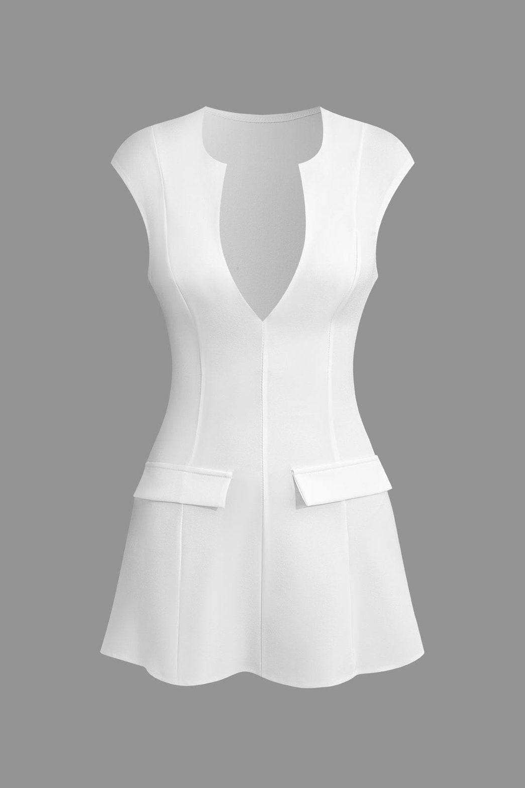 Robe courte noire col V plongeant détail décolleté fleur