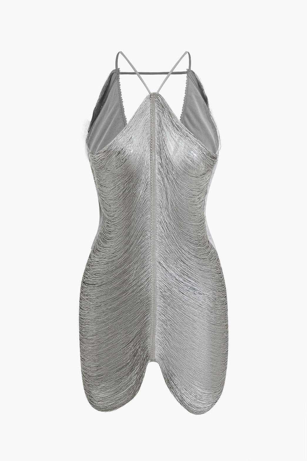 Robe argentée à franges élégante soleil