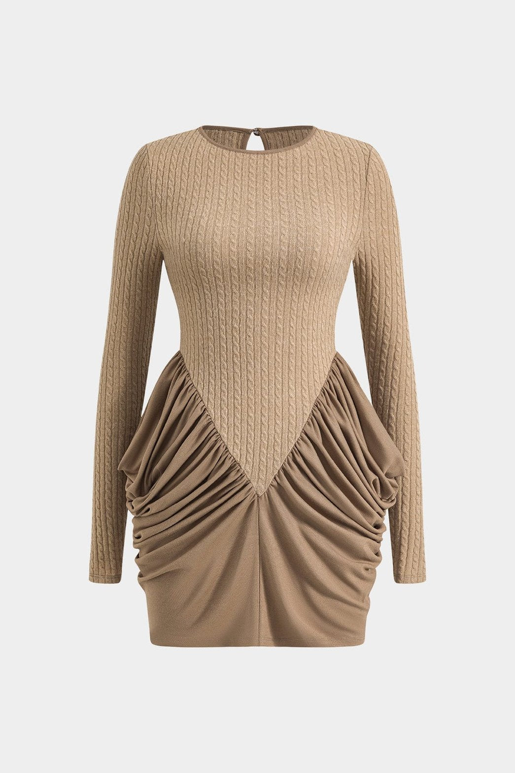 Robe courte plissée beige vue de face soleil