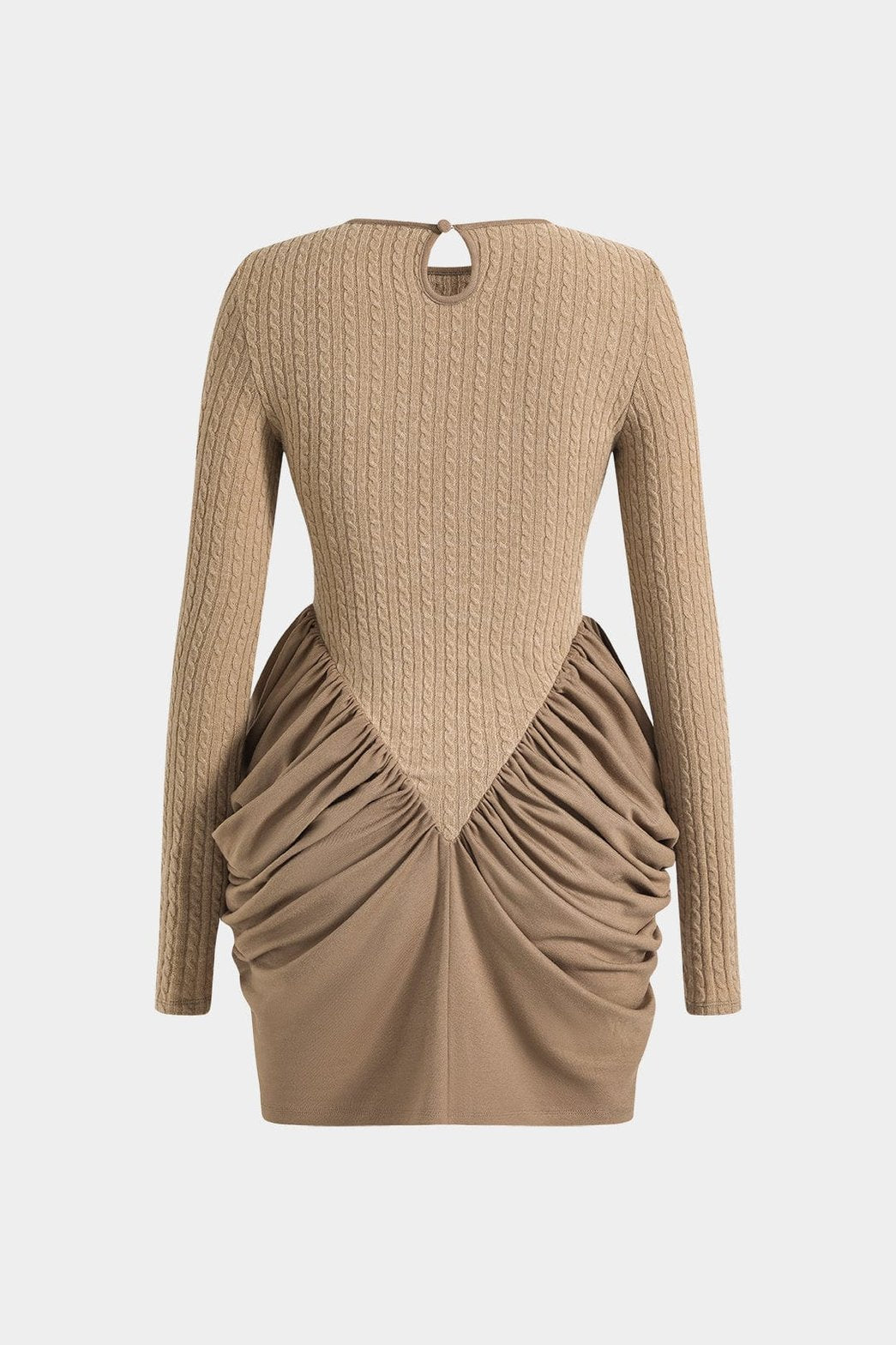 Robe courte plissée beige vue de dos lune