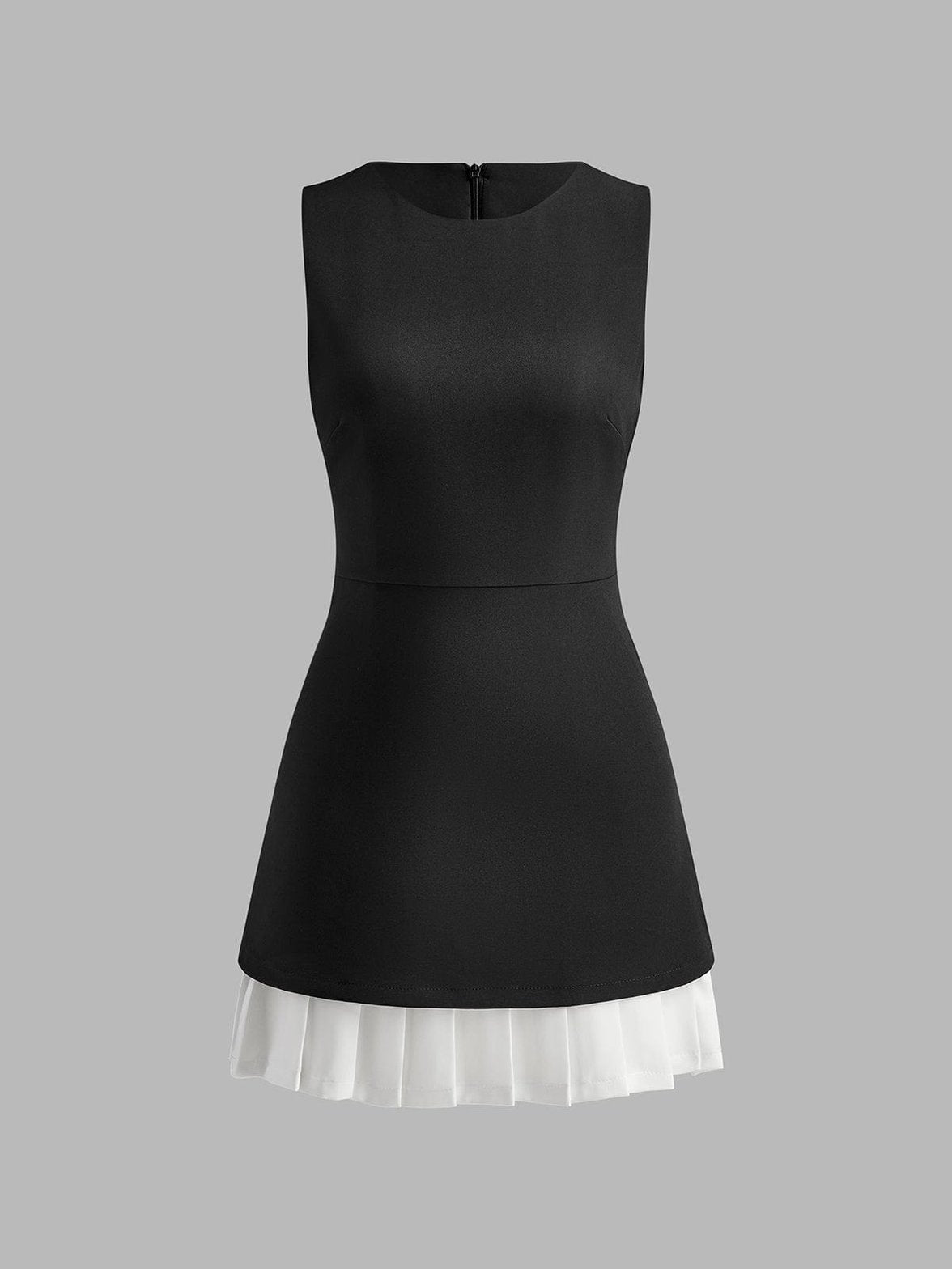 Robe courte plissée noir et blanc jade